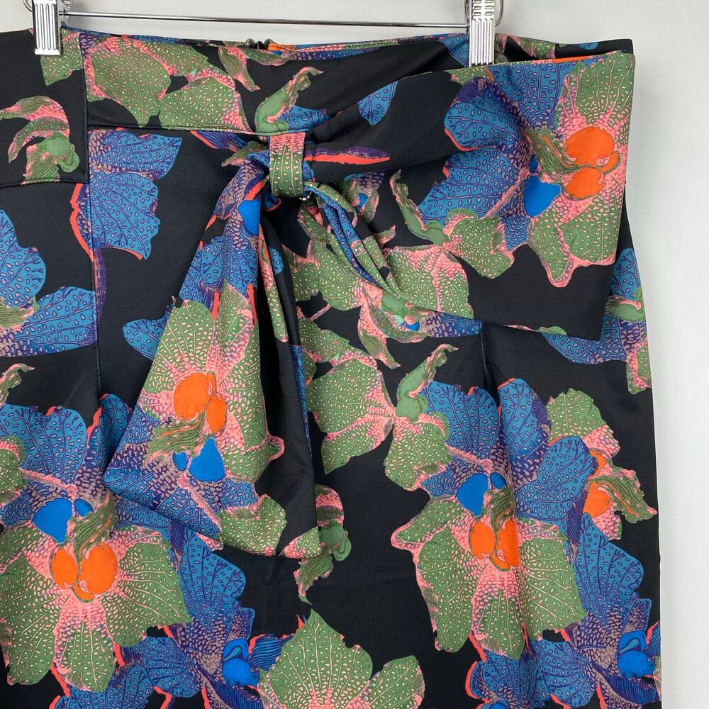 Lost Ink Tropical Floral Paperbag Waist  Midi Pencil Skirt Size 1X Plus - Picture 2 of 7